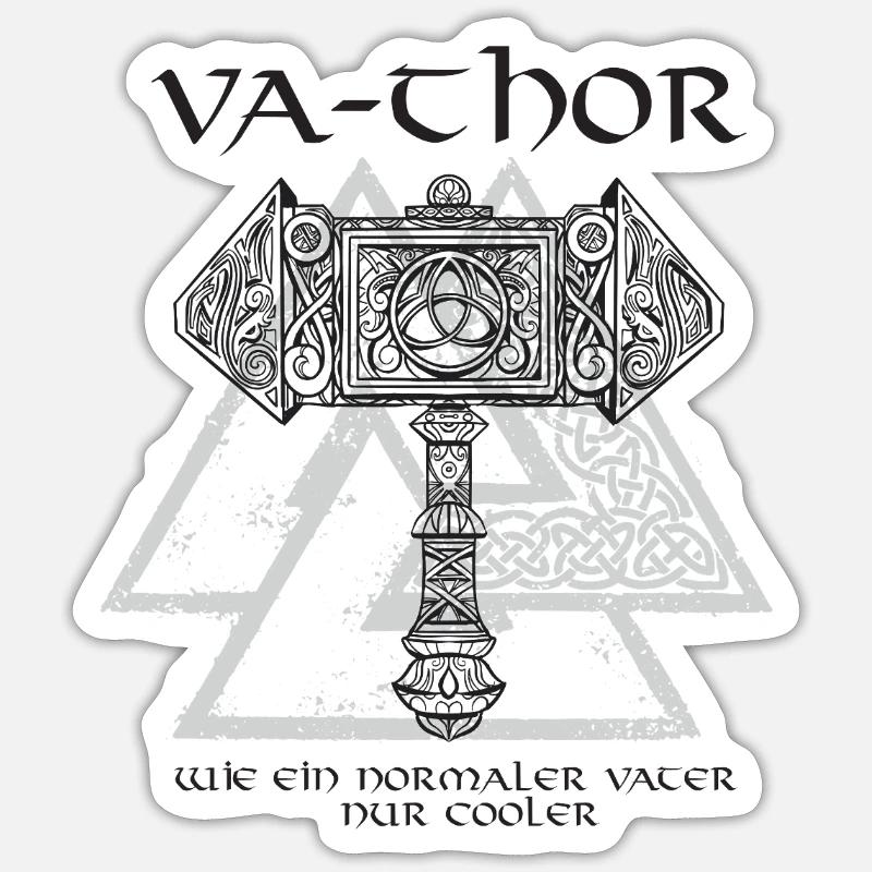 Va Thor Mjölnir Vatertag Geschenk Sticker Größe S (10 x 10 cm)