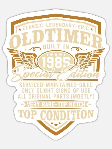 Oldtimer Baujahr 1985 Jahrgang Geburtstag Geschenk - Sticker Größe S (10 x 10 cm) - Mattweiß