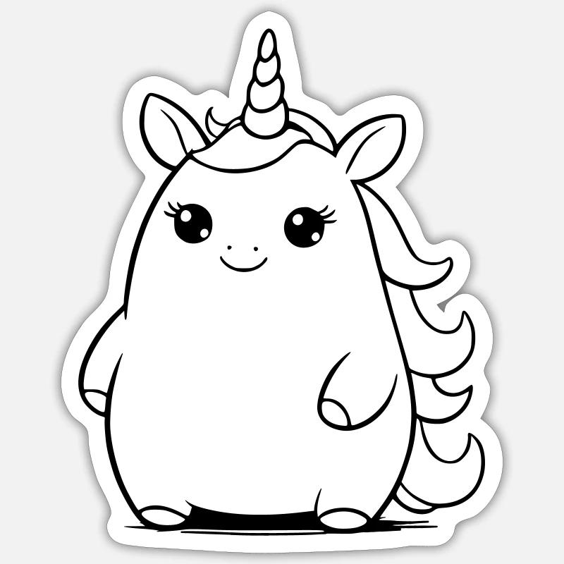 Chubby unicorn as vector illustration Sticker size S (10 x 10 cm)