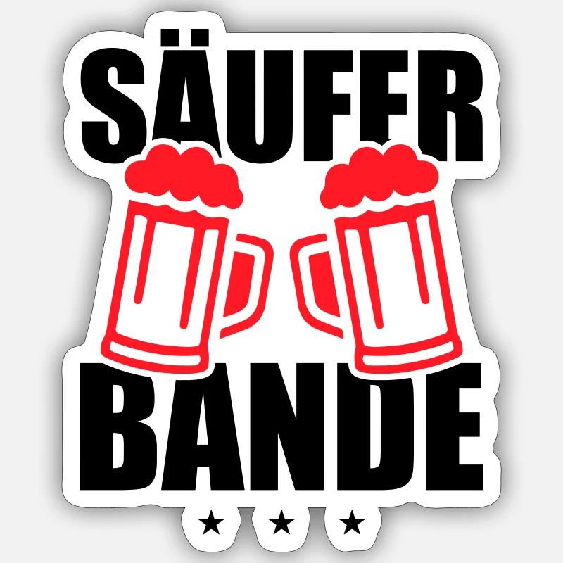 Säufer Bande - Sticker Größe S (10 x 10 cm) - Mattweiß