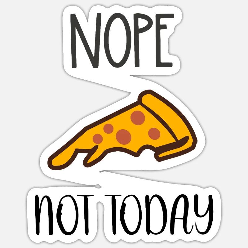Non, pas aujourd’hui Pizza - Sticker taille S (10 x 10 cm) - blanc mat