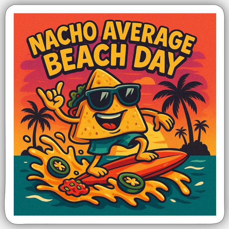 Nacho Average Beach Day Design - Sticker Größe S (10 x 10 cm) - Mattweiß