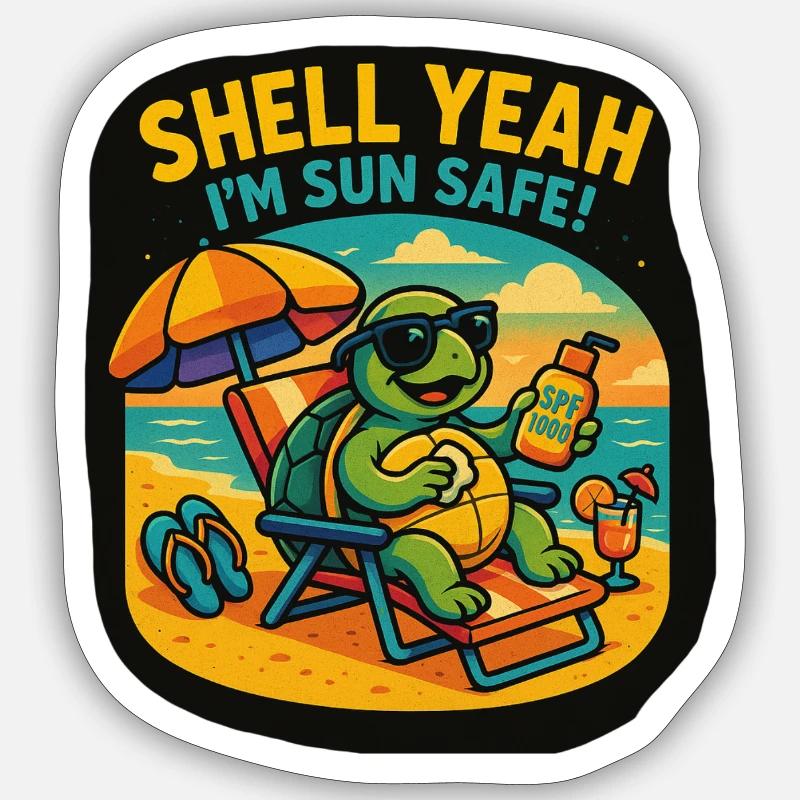 Shell Yeah – Sun Safe Turtle Sticker Größe S (10 x 10 cm)