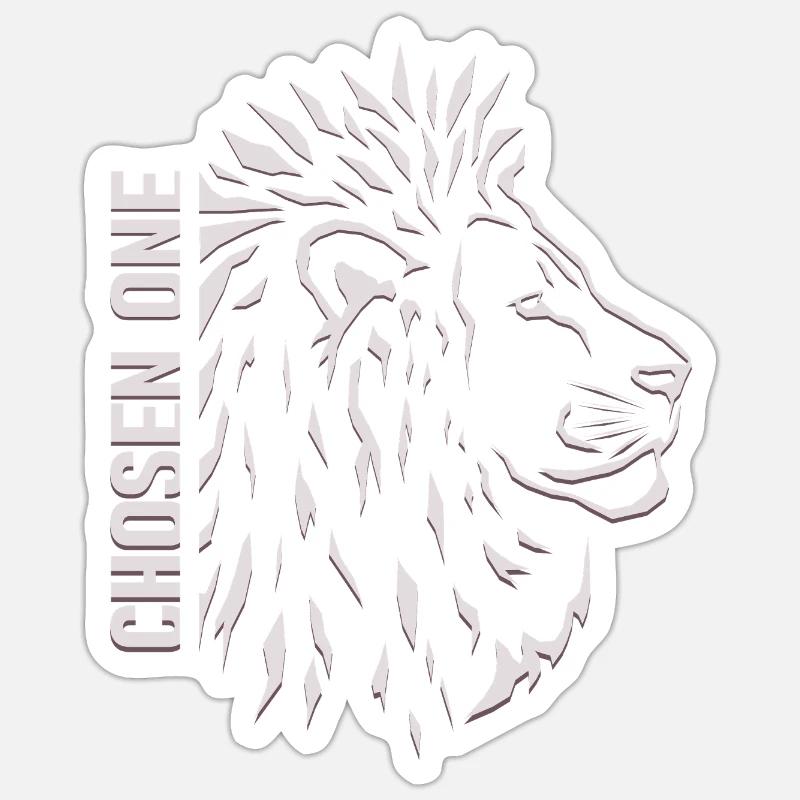 Auserwählter – Stilisierter Löwenkopf - Sticker Größe S (10 x 10 cm) - Mattweiß
