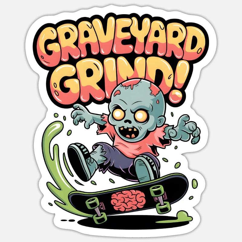 Graveyard Grind ! - Sticker taille S (10 x 10 cm) - blanc mat