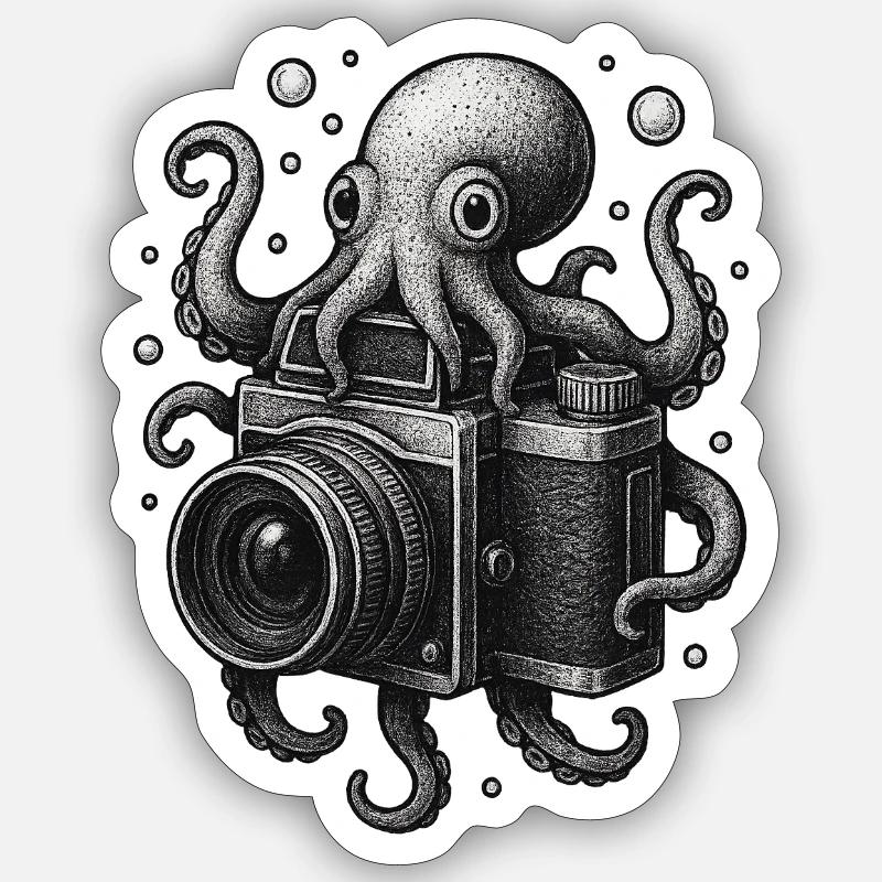Octopus Camera Sticker size S (10 x 10 cm)