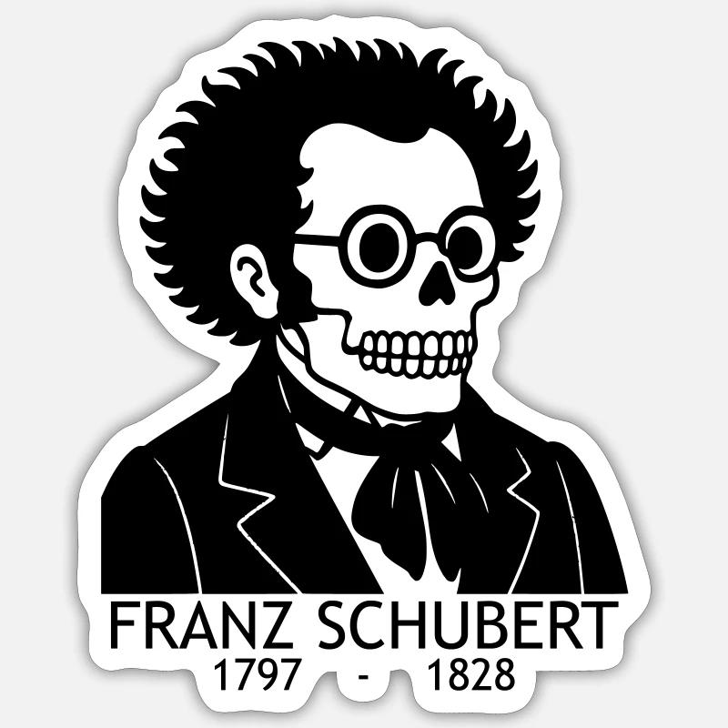 Franz Schubert - Sticker Größe S (10 x 10 cm) - Mattweiß