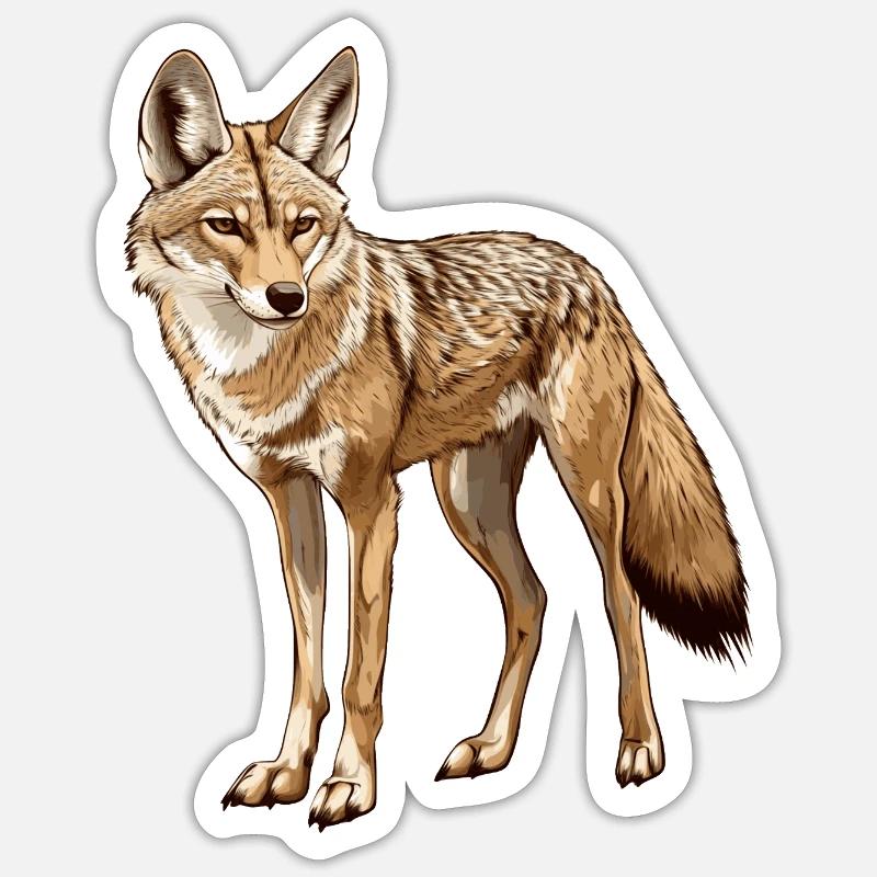 Chacal rusé - Sticker taille S (10 x 10 cm) - blanc mat