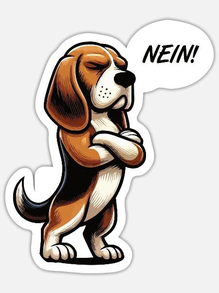 Nein Beagle Beaglebesitzer Beagleliebhaber - Sticker Größe S (10 x 10 cm) - Mattweiß