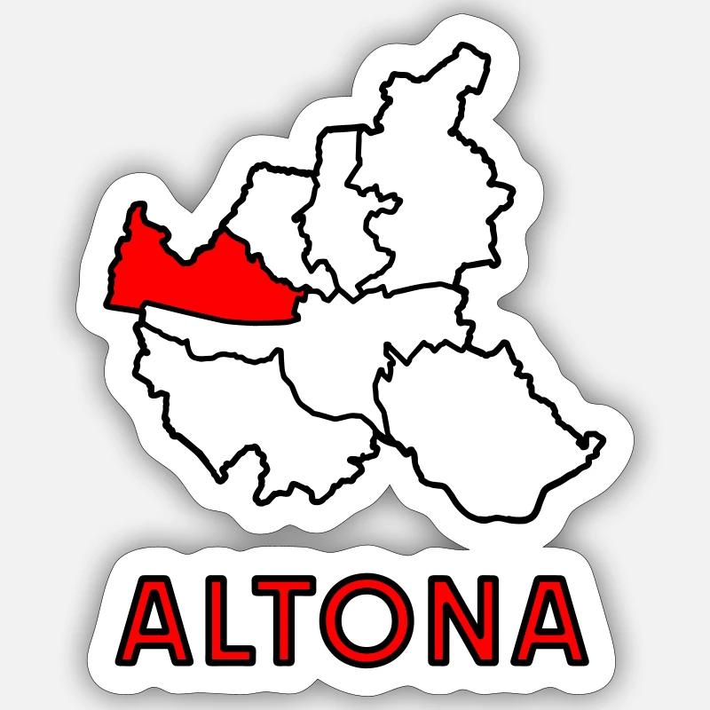 Altona, un quartier de Hambourg - Sticker taille S (10 x 10 cm) - blanc mat