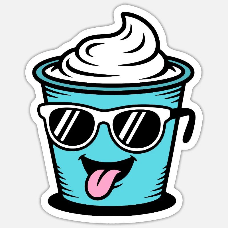 Becher Crème Frech Joghurt Rahm Sahne Eis Pudding Sticker Größe S (10 x 10 cm)
