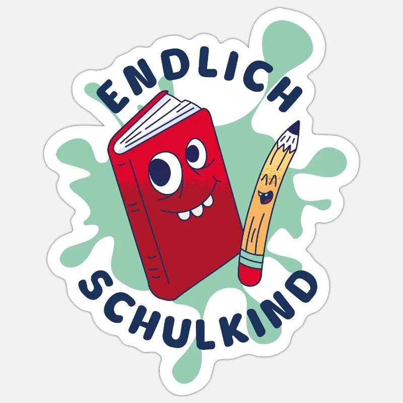 Endlich Schulkind - Erstklässler - Sticker Größe S (10 x 10 cm) - Mattweiß