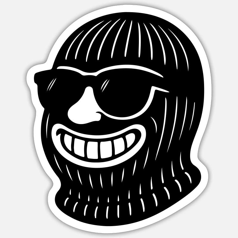 Bandit Gangster Masque de Ski - Sticker taille S (10 x 10 cm) - blanc mat