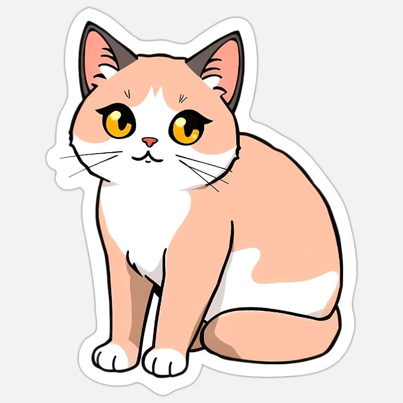 Chat - Sticker taille S (10 x 10 cm) - blanc mat