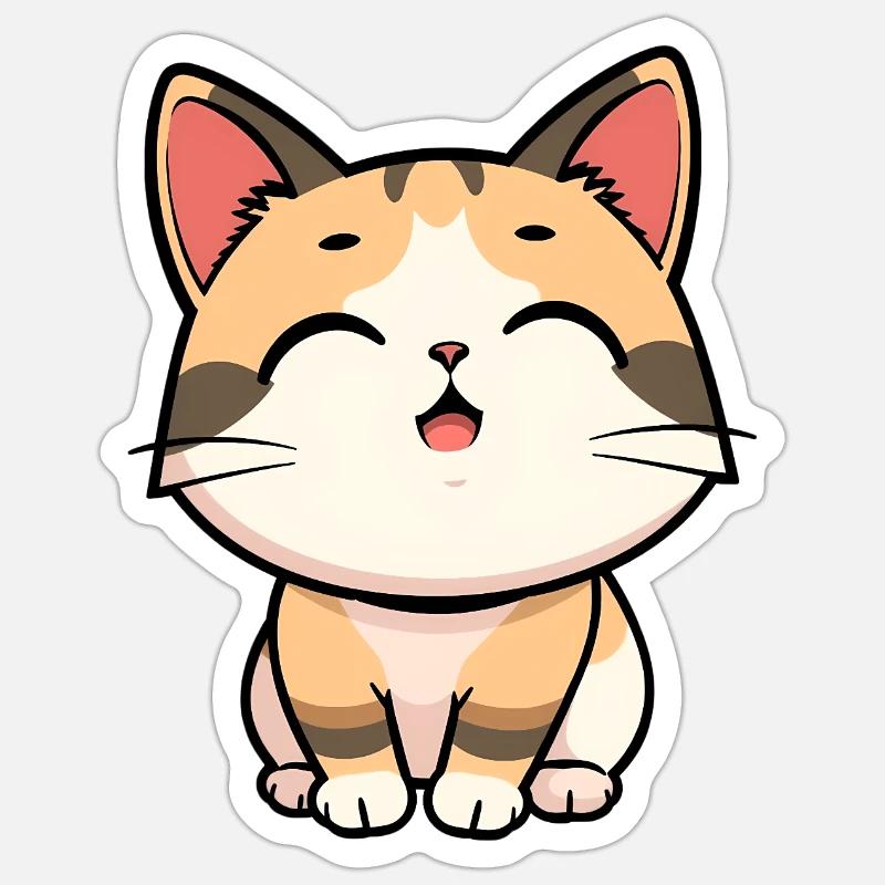 Chat - Sticker taille S (10 x 10 cm) - blanc mat