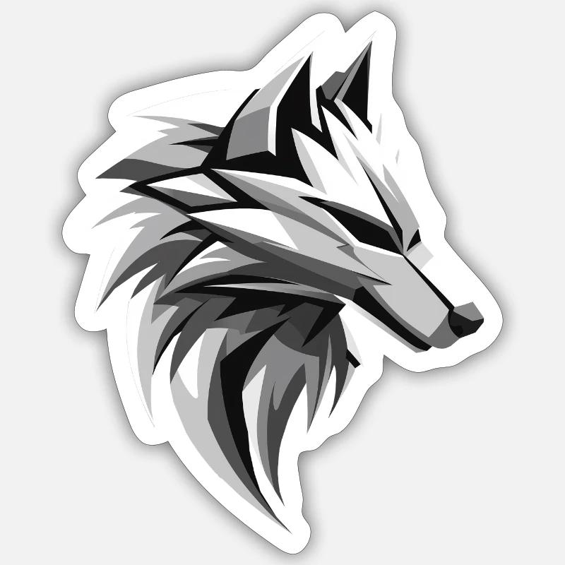 Wolf I Low Poly Art Logo Design Sticker Größe S (10 x 10 cm)