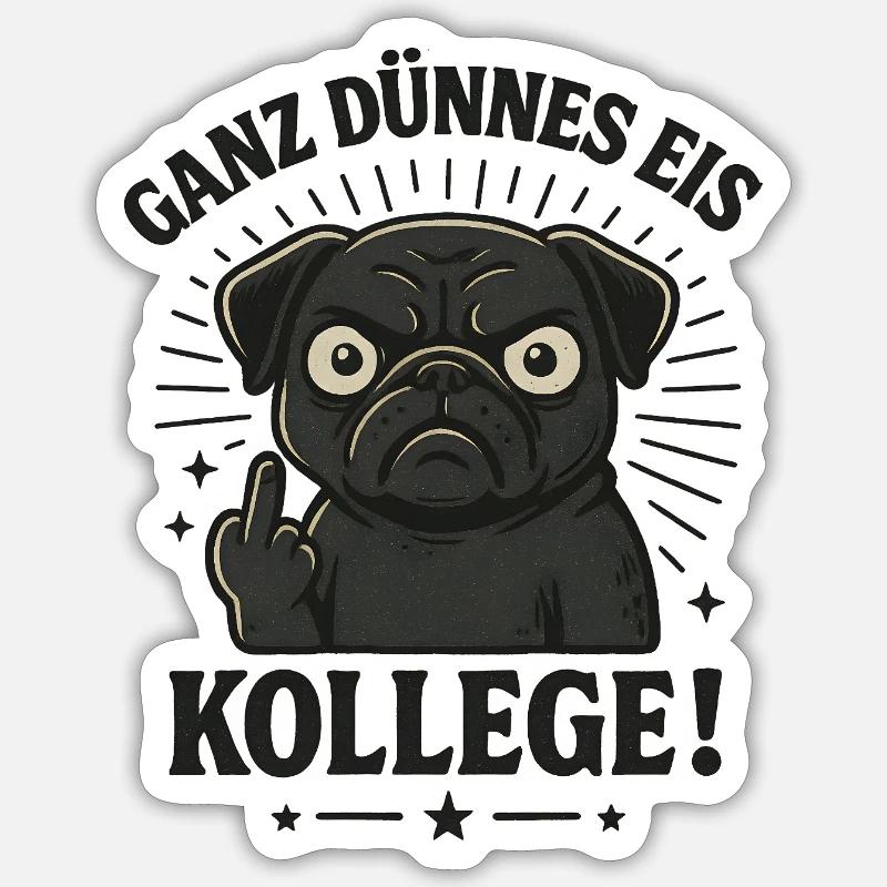 Pug middle finger - Sticker size S (10 x 10 cm) - white matte