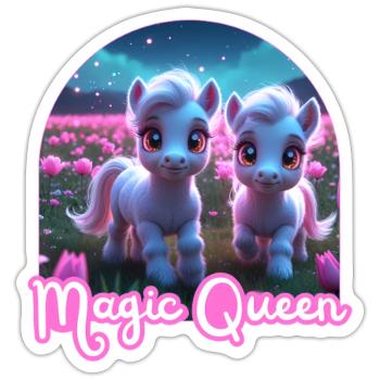 Two Cute Ponies - Magic Queen - Sticker size S (10 x 10 cm) - white matte - Front