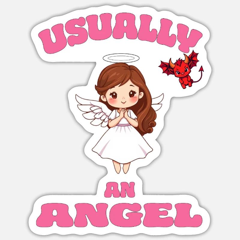 Angel or Devil - Sticker Größe S (10 x 10 cm) - Mattweiß