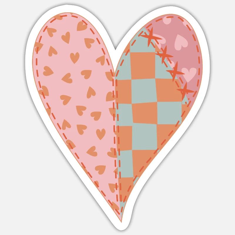 Patchwork Herz Nr. 2 Sticker Größe S (10 x 10 cm)