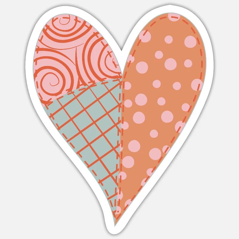Patchwork Herz Nr. 4 - Sticker Größe S (10 x 10 cm) - Mattweiß