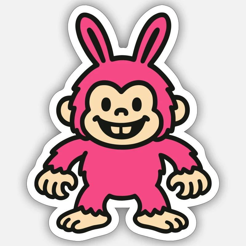 Rabbit Monkey - Sticker size S (10 x 10 cm) - white matte