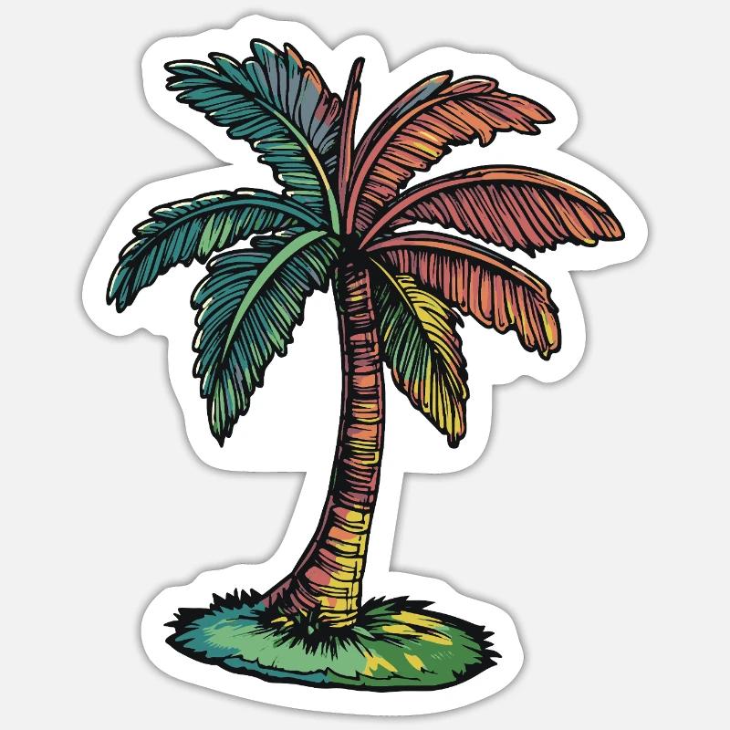 Palm Tree Beach - Sticker size S (10 x 10 cm) - white matte