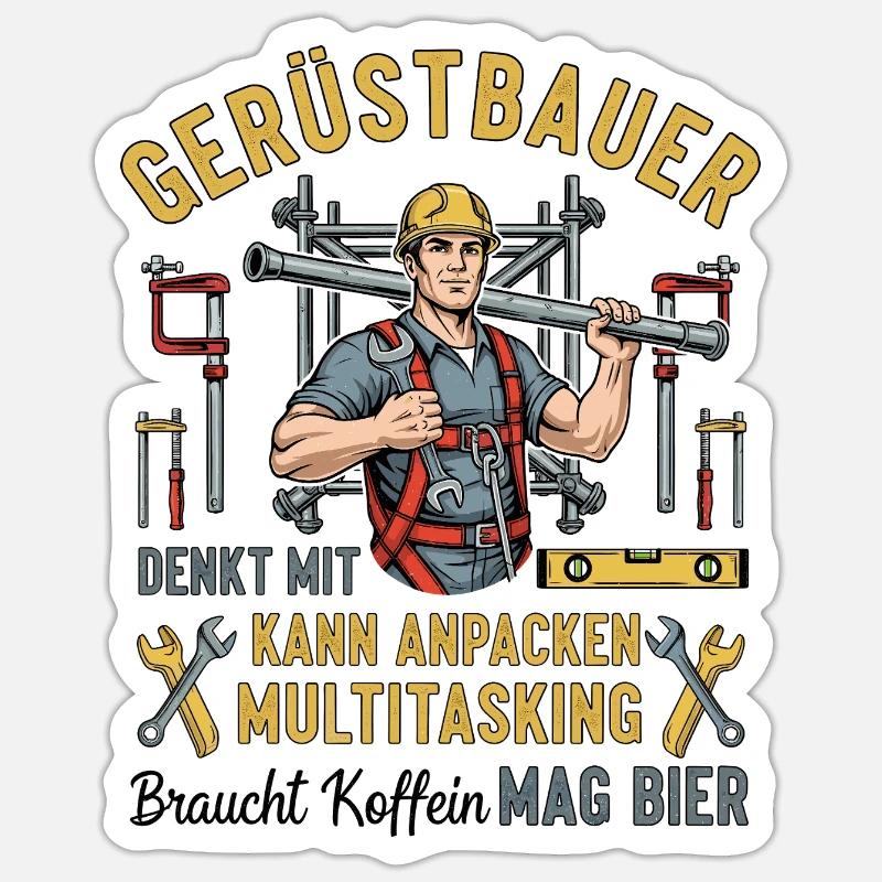 Der Gerüstbauer - Sticker Größe S (10 x 10 cm) - Mattweiß