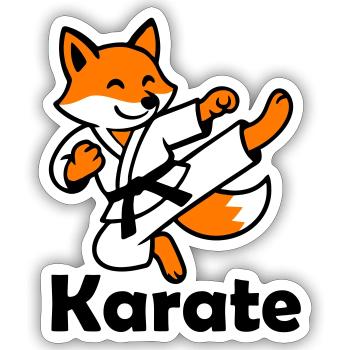 Karate Fox - Sticker size S (10 x 10 cm) - white matte - Front