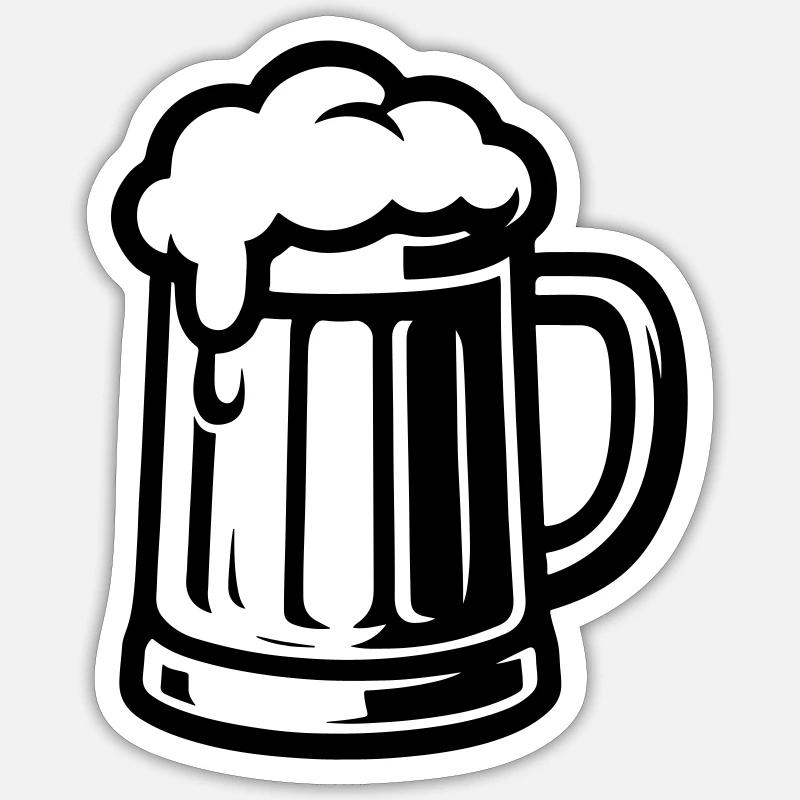 Chope à bière - Sticker taille S (10 x 10 cm) - blanc mat