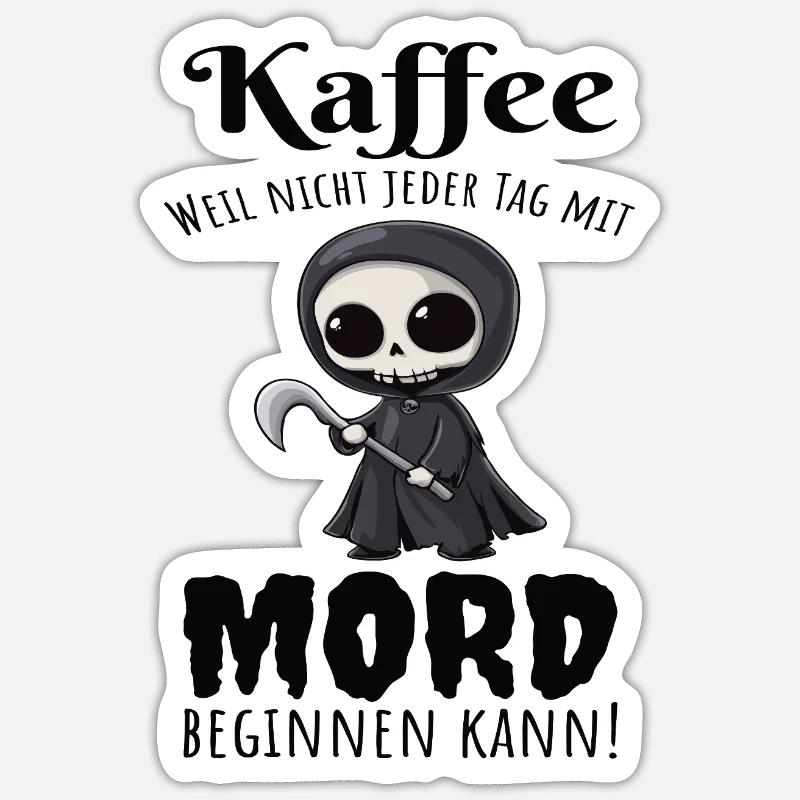 Coffee Grim Reaper Coffee Drinker Sticker size S (10 x 10 cm)