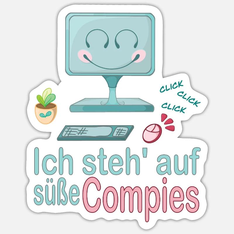 Ich steh' auf süße Computer - Sticker Größe S (10 x 10 cm) - Mattweiß