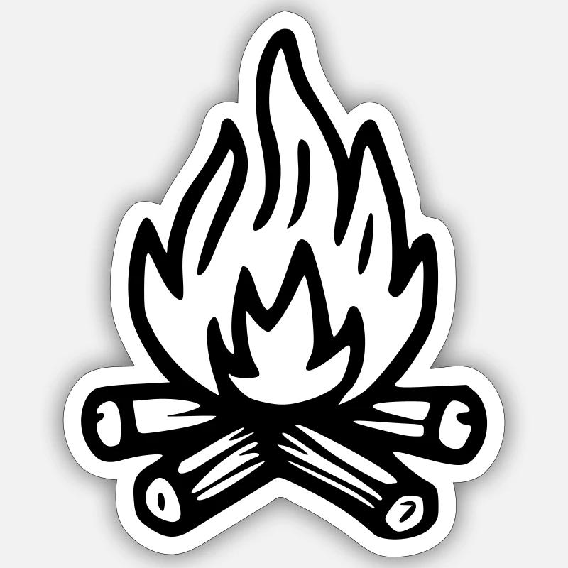 Feu de camps - Sticker taille S (10 x 10 cm) - blanc mat
