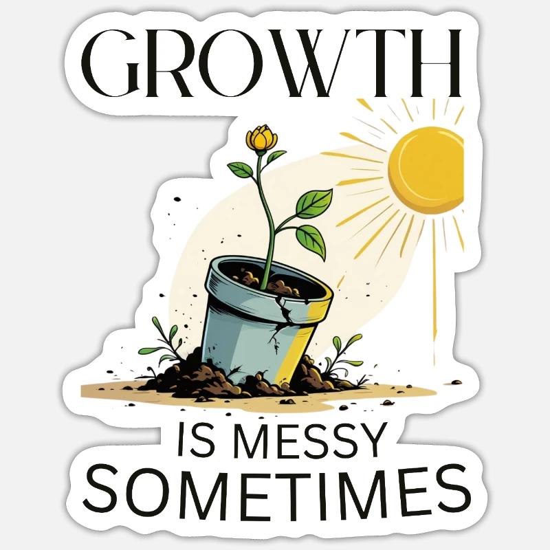 Wachstumsgeschichte mit Blume und Sonne - Sticker Größe S (10 x 10 cm) - Mattweiß