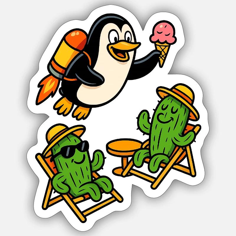 Jetpack Pinguin Sticker Größe S (10 x 10 cm)