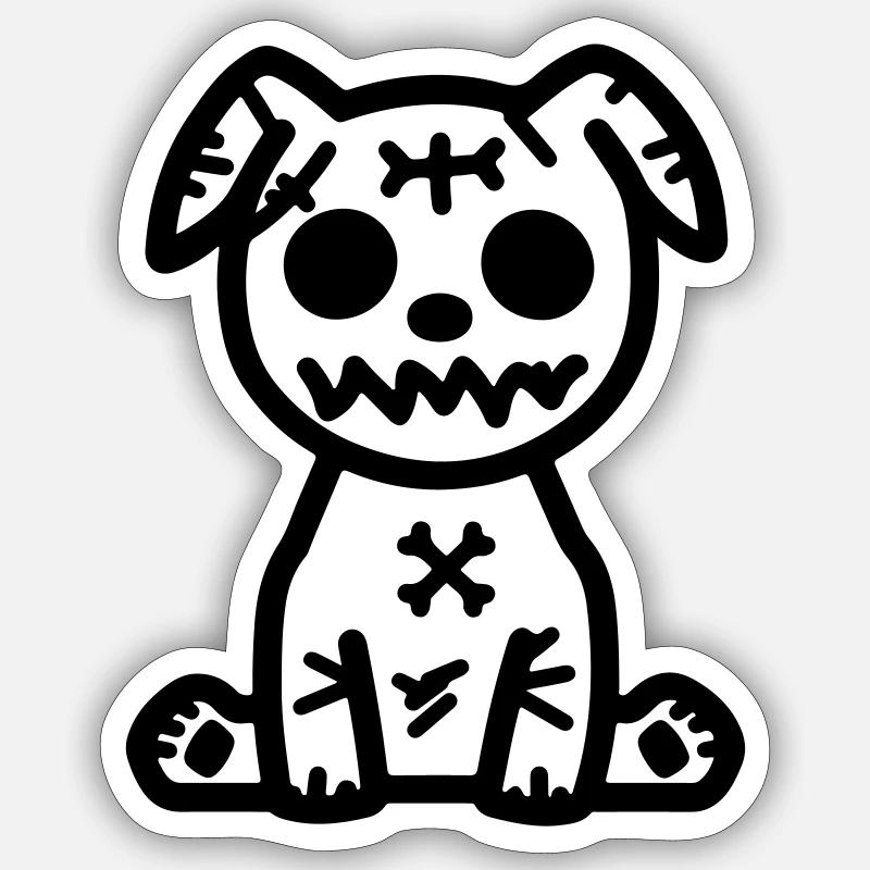 Chien Zombie - Sticker taille S (10 x 10 cm) - blanc mat