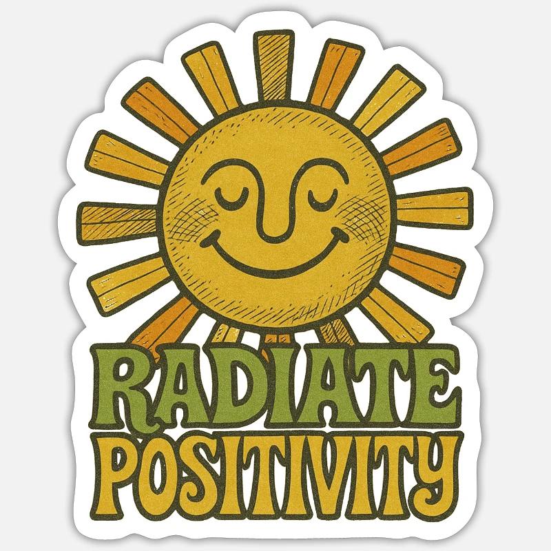 Rayonner de positivité soleil illustration - Sticker taille S (10 x 10 cm) - blanc mat