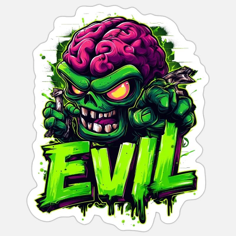 Evil - Sticker Größe S (10 x 10 cm) - Mattweiß