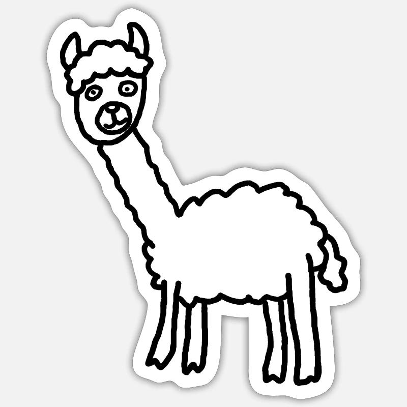 Style minimaliste Llama Alpaga Silhouette - Sticker taille S (10 x 10 cm) - blanc mat