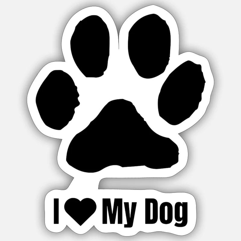 Silhouette d’amour de chien sincère - Sticker taille S (10 x 10 cm) - blanc mat