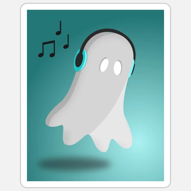 Ghost avec casque - Sticker taille S (10 x 10 cm) - blanc mat
