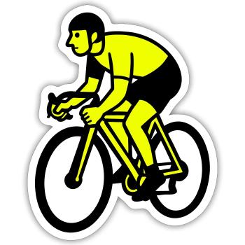 Neon Wheel Silhouette Cyclist - Sticker size S (10 x 10 cm) - white matte - Front