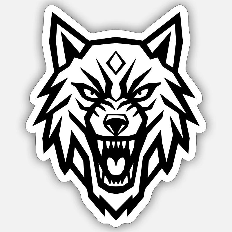 Wilder Wolf - Unbeugsamer Geist - Sticker Größe S (10 x 10 cm) - Mattweiß