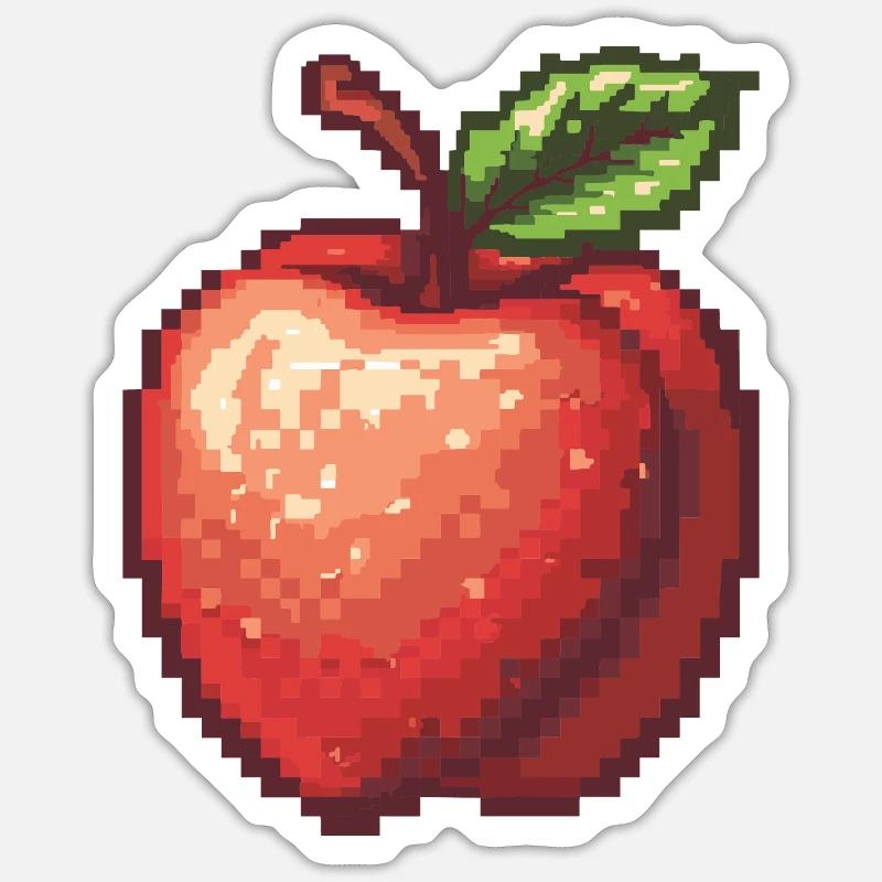 Retro Pixel Apple - Sticker size S (10 x 10 cm) - white matte