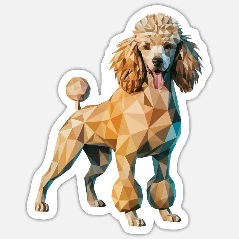 Caniche - Logo Low Poly cool Sticker taille S (10 x 10 cm)
