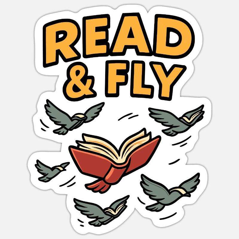 Read & Fly: Lesen beflügelt - Sticker Größe S (10 x 10 cm) - Mattweiß