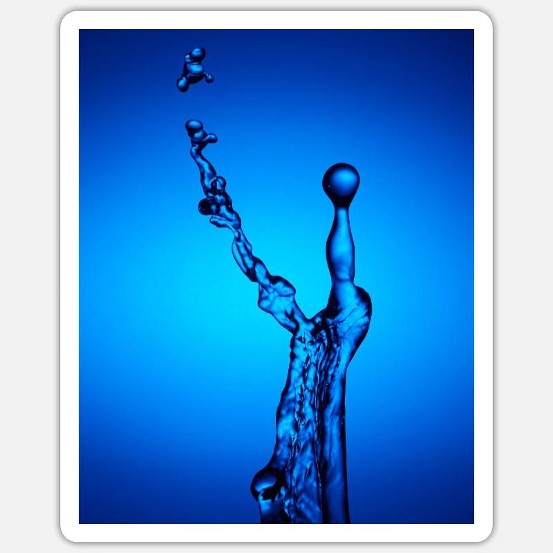 Éclaboussure d’eau bleue abstrait - Sticker taille S (10 x 10 cm) - blanc mat