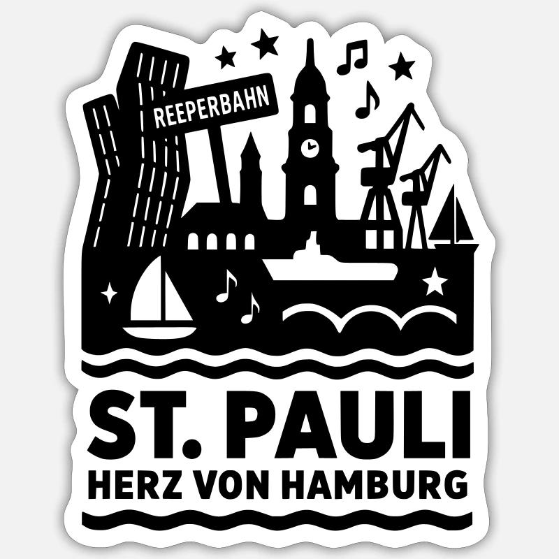 Hambourg St Pauli - Sticker taille S (10 x 10 cm) - blanc mat