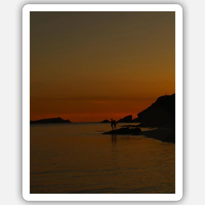 Coucher De Soleil, Silhouettes - Sticker taille S (10 x 10 cm) - blanc mat