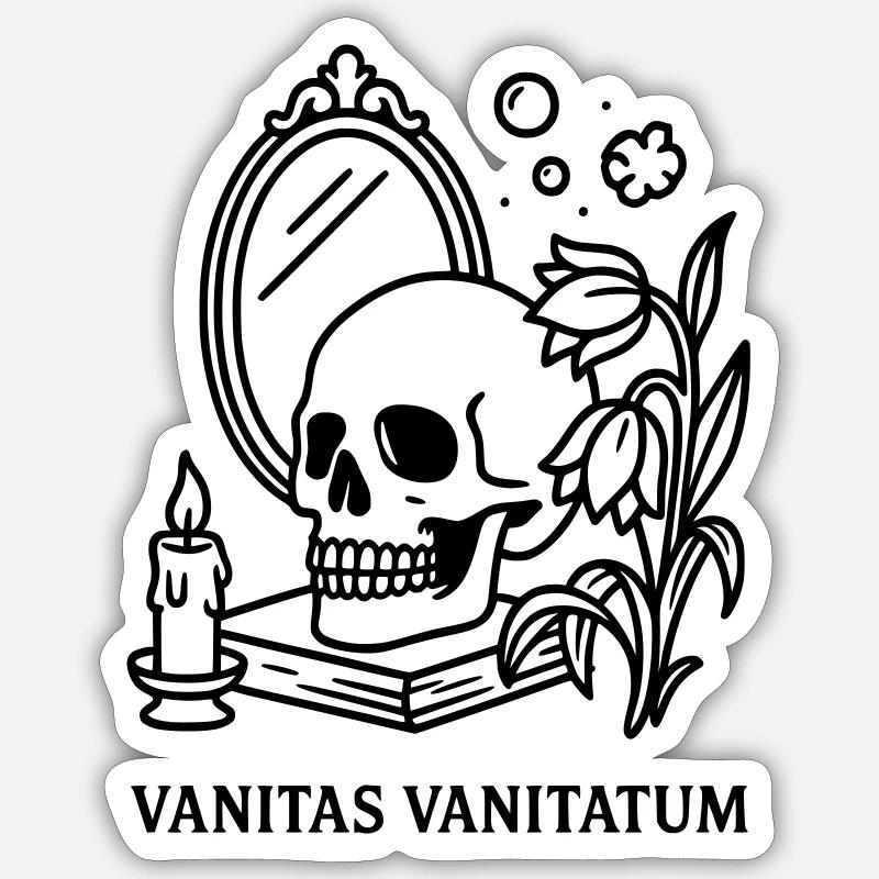 memento mori vanitas vanitatum - Sticker Größe S (10 x 10 cm) - Mattweiß